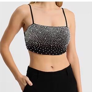 EXPRESS Black Embellished Cropped Cami